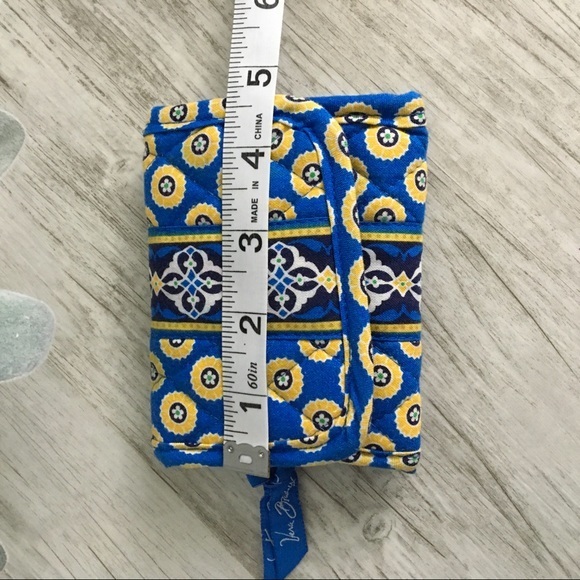 Vera Bradley Rivera Blue Pattern Design Yellow Trifold Wallet Spring 2008 - Picture 11 of 14